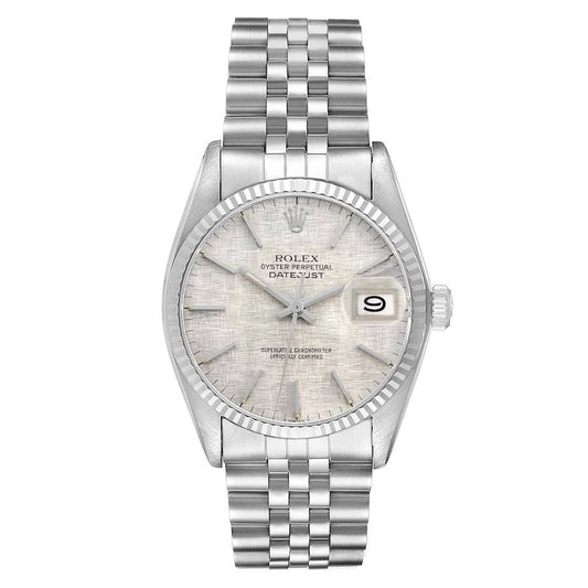 Rolex Datejust Silver Linen Dial on D Link Jubilee Ref 16014