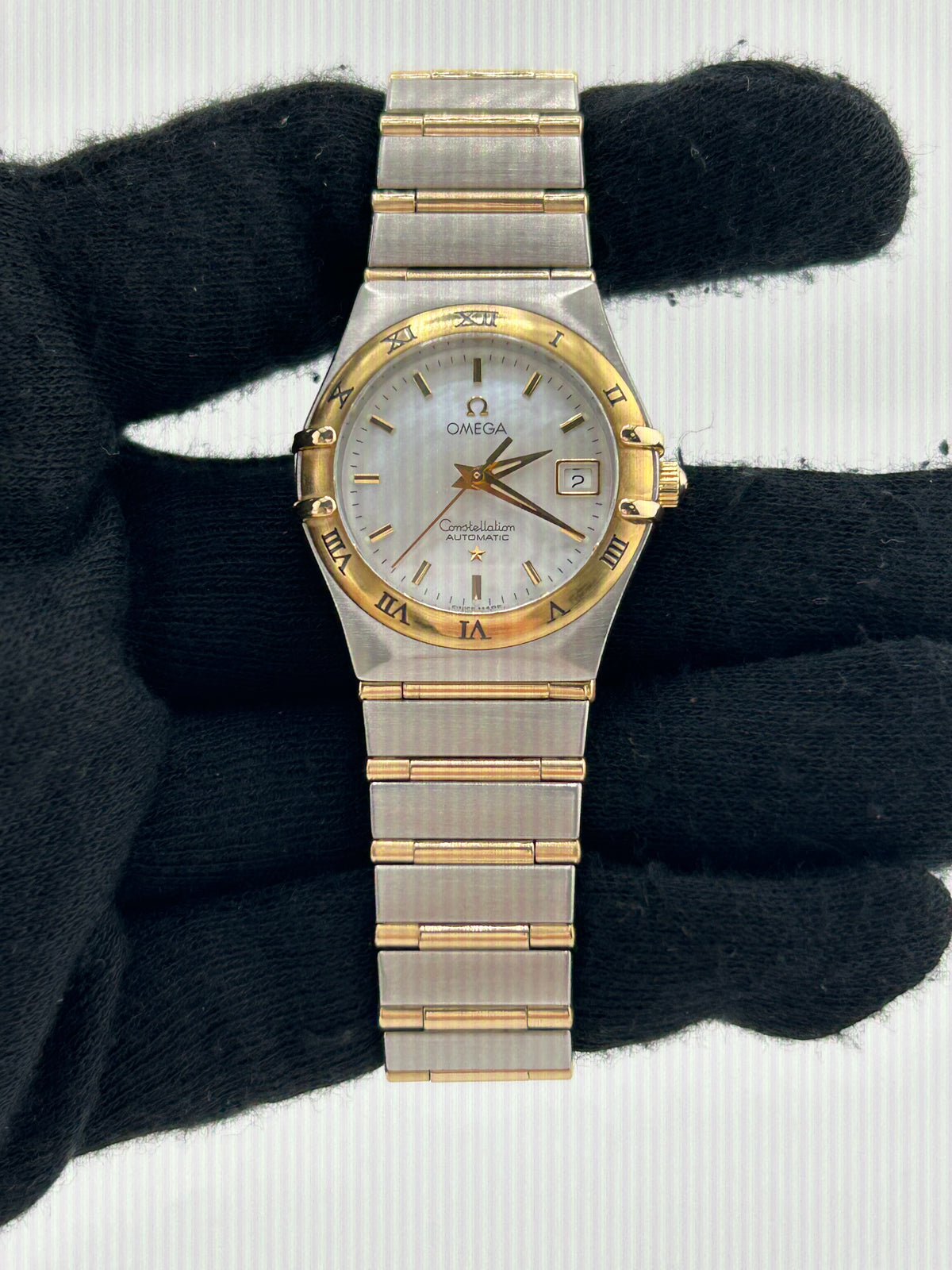 Omega Constellation White Mop Dial on 2 Tone Yellow Gold/Stainless Steel Bracelet Ref. 766.1201 — view 2