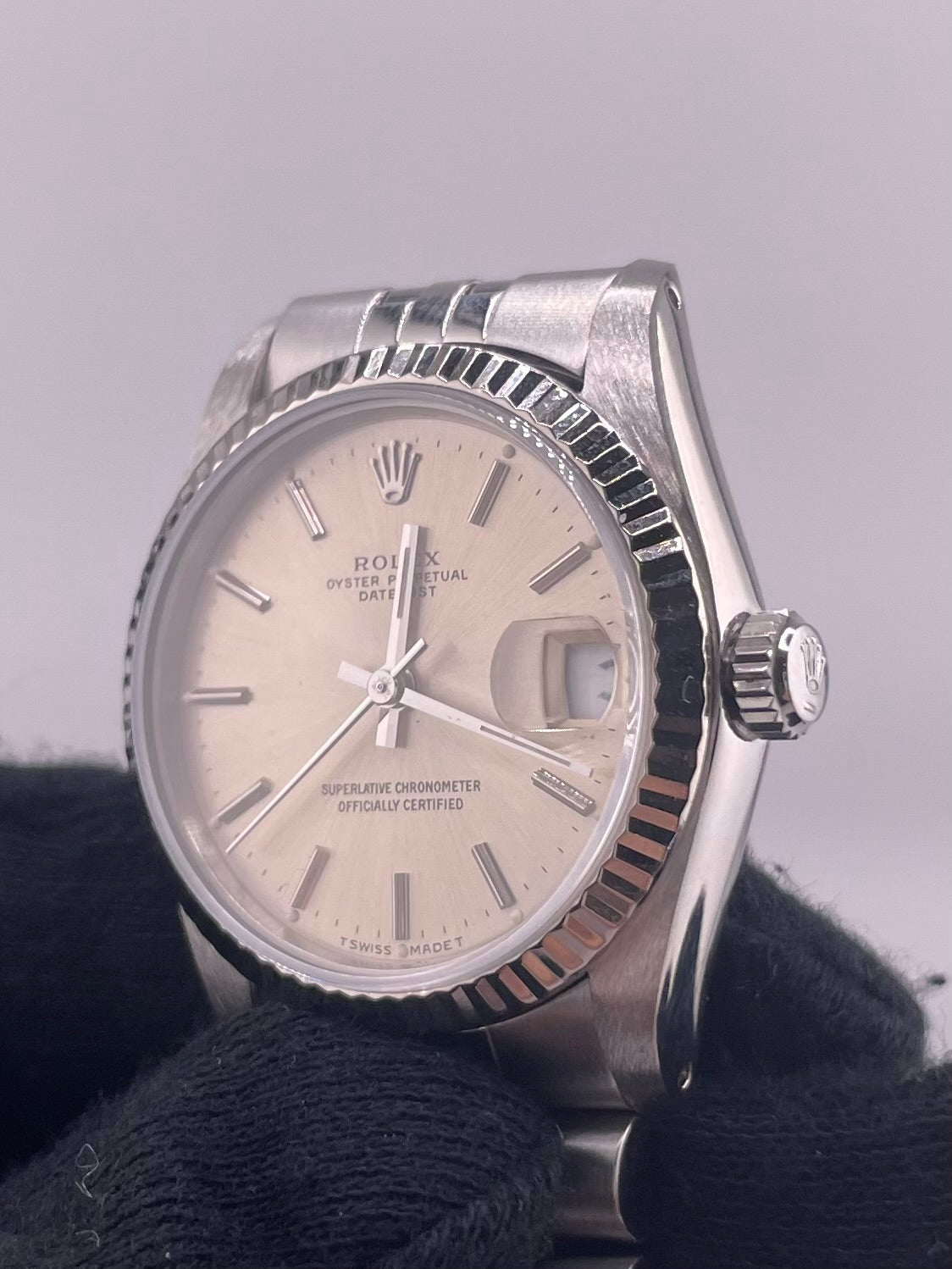 Rolex Datejust Silver Stick Dial on D Link Jubilee Ref. 68274 1987 — view 3