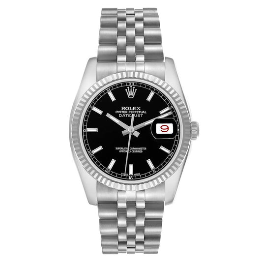 Rolex Datejust Black Dial on D Link Jubilee Bracelet Ref. 16234 2002