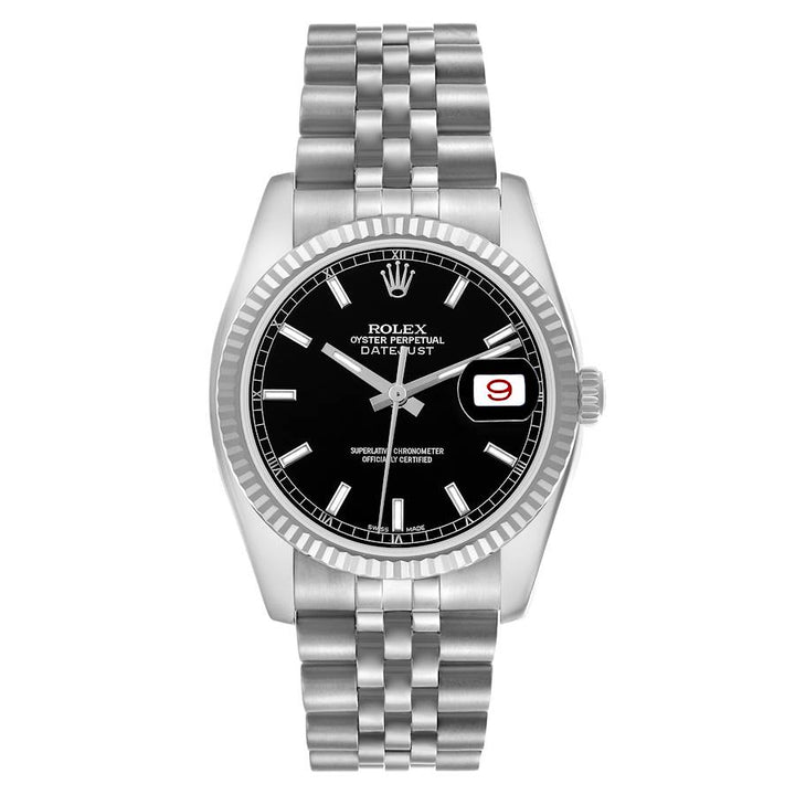 Rolex Datejust Black Dial on D Link Jubilee Bracelet Ref. 16234 2002