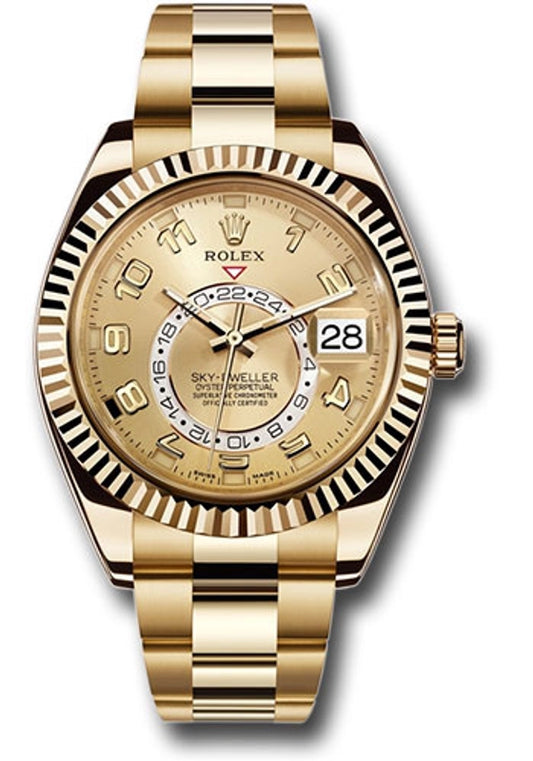 Rolex Sky Dweller Champagne Sunray Arabic Dial on Oyster Ref 326938 with New Style Card White 2018