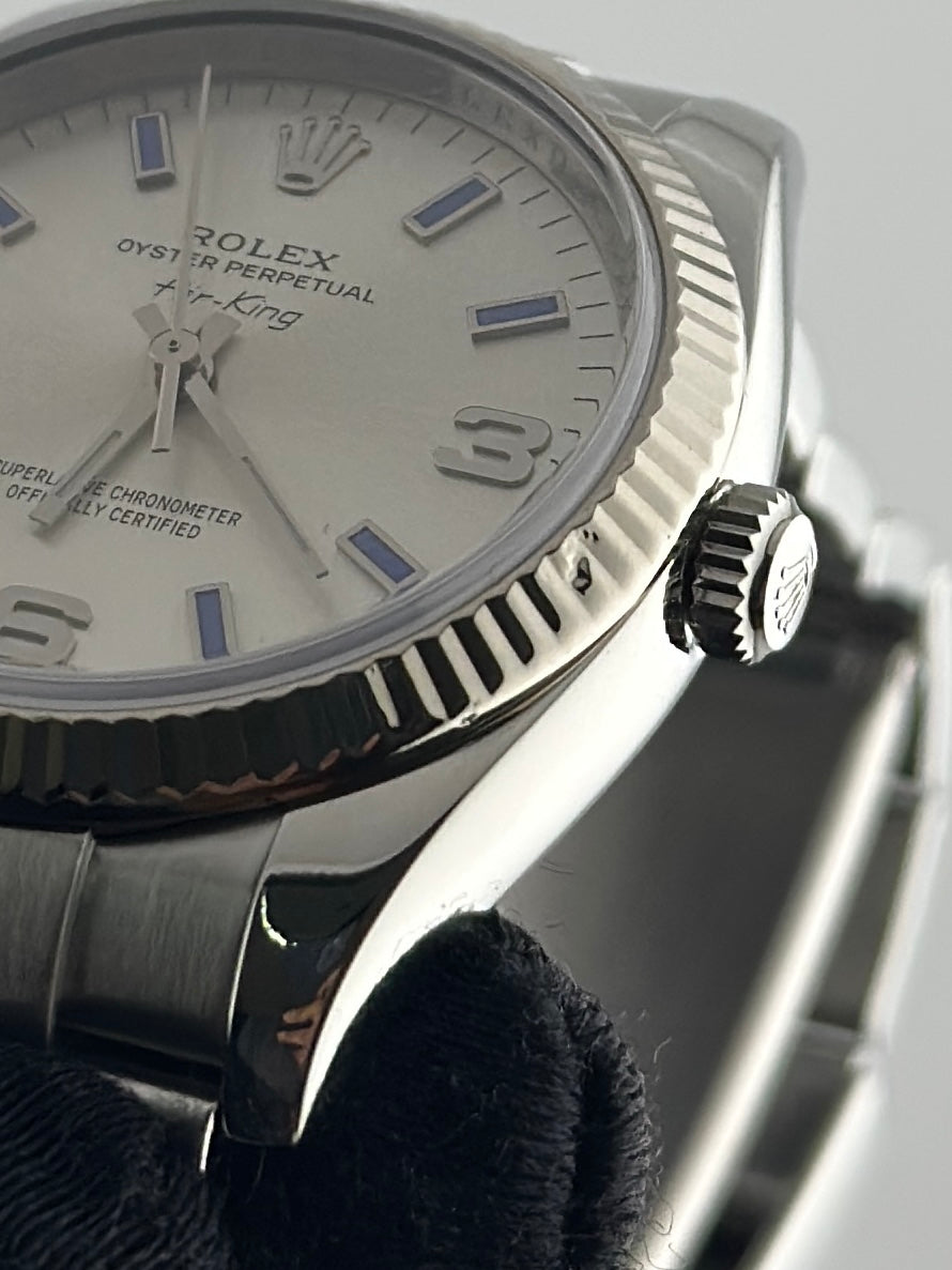 Rolex Air-King Silver 3,6,9 / Blue Markers Dial on Oyster Bracelet Ref. 114234 2008 — view 4