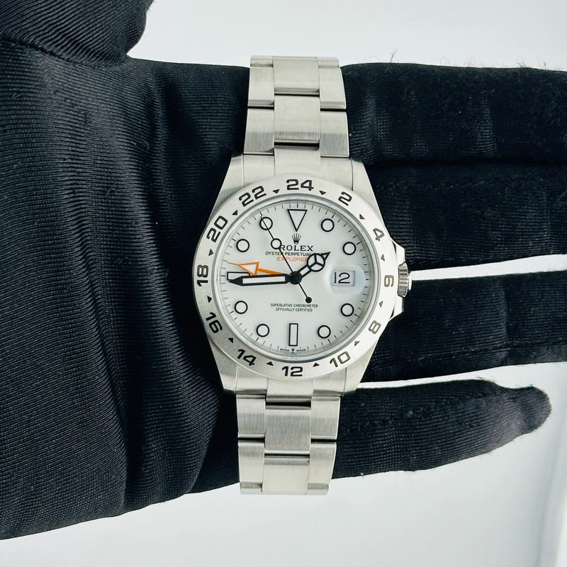 Rolex Explorer II White Dial on Oyster Ref 226570 with New Style Card Green 2025