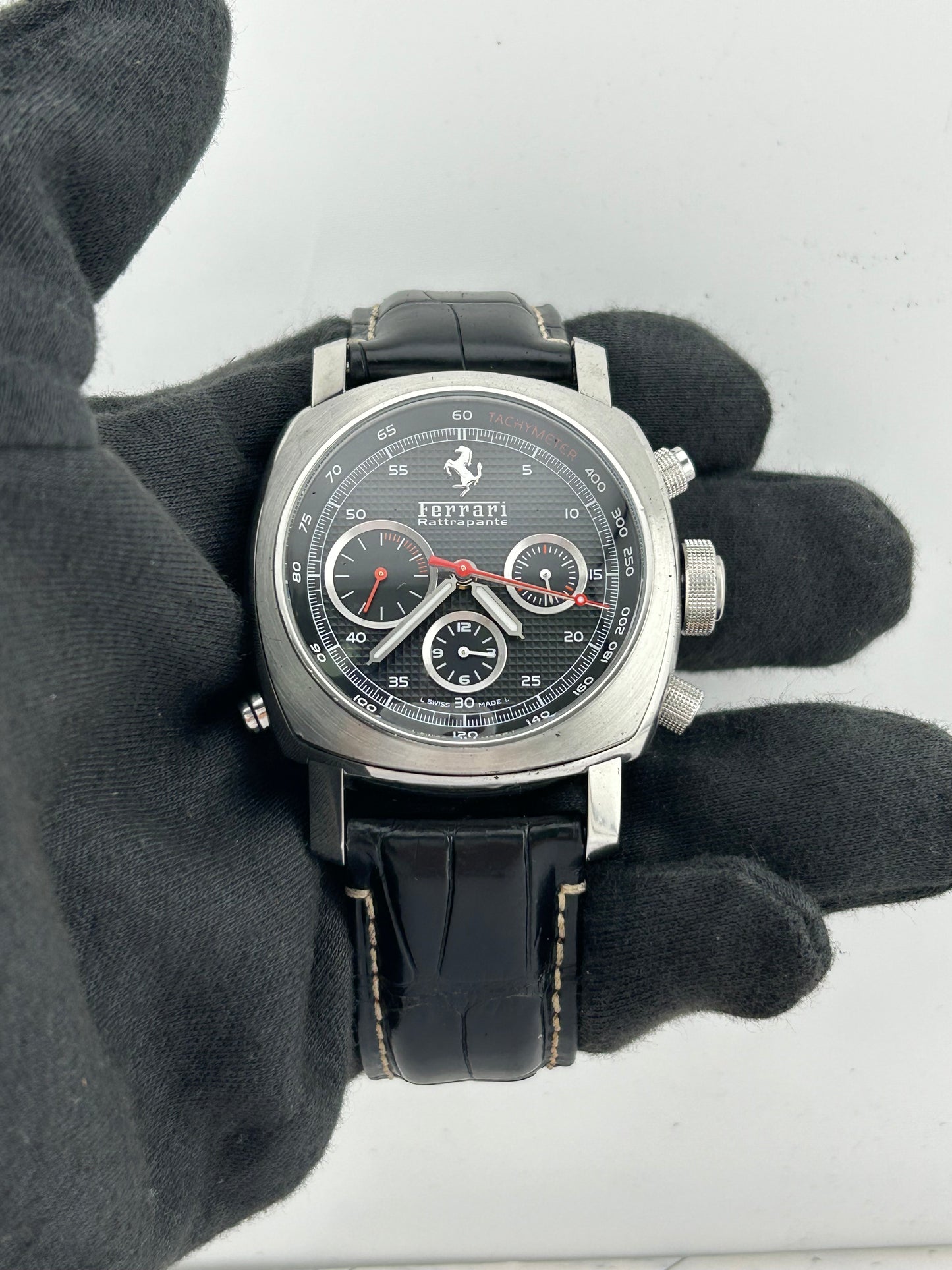 Panerai Ferrari Chrono Rattrappante Black Dial on Leather Strap Ref. FER00005