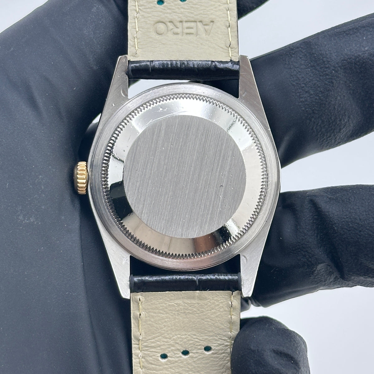 Rolex Datejust Champagne Diamond Factory Dial on Generic Black Leather Band Ref. 16233 1991 — view 3