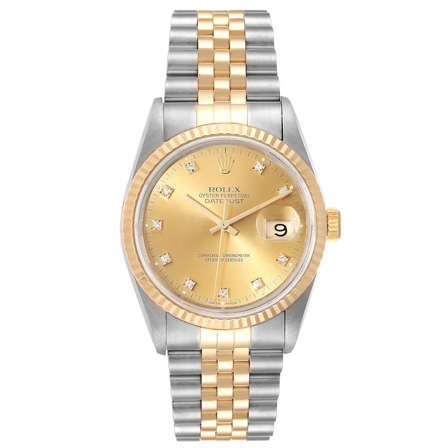 Rolex Datejust Champagne Diamond Factory Dial on D Link Jubilee Bracelet Ref. 16233G 1993