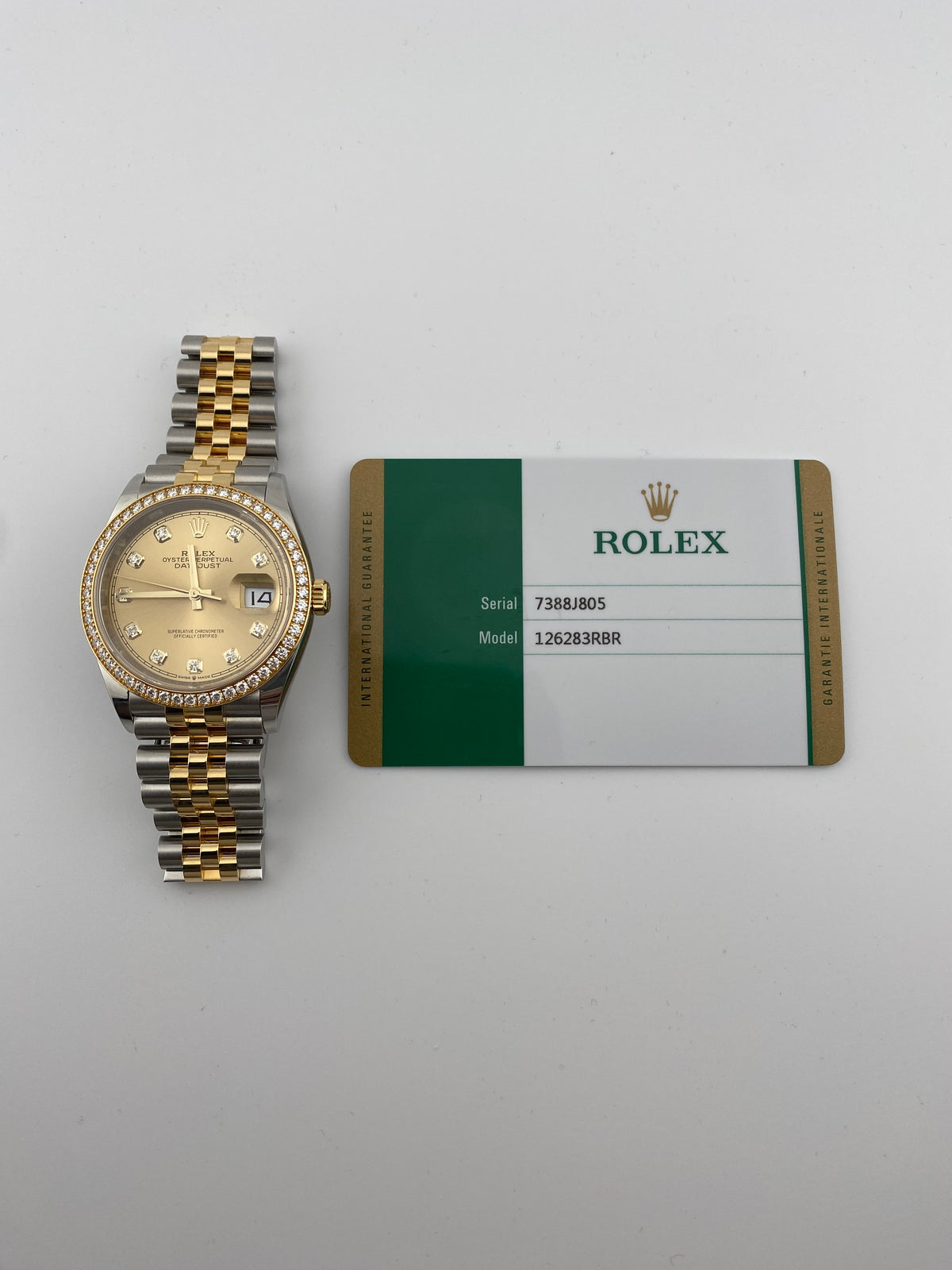 Rolex Datejust 36 Champagne Diamond Dial on Jubilee Ref. 126283RBR Card 2019 — view 7