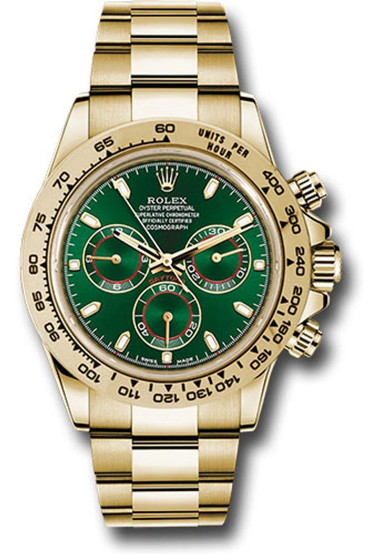 Rolex Daytona Green Stick Dial on Oyster Ref 116508 with New Style Card White 2018