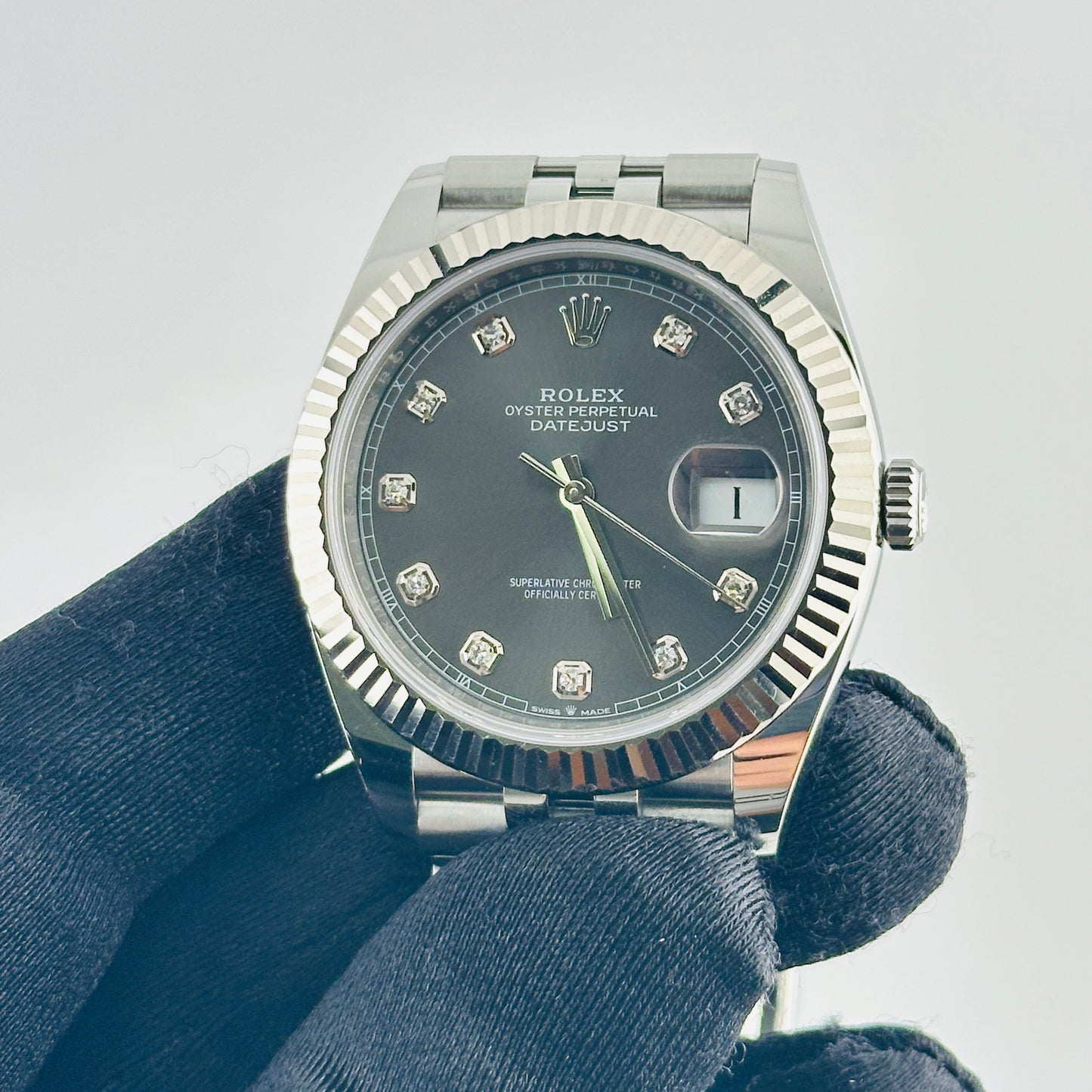 Rolex Datejust Dark Rhodium Diamond Dial on D Link Jubilee Bracelet Ref. 126334 Card 2019 — view 3