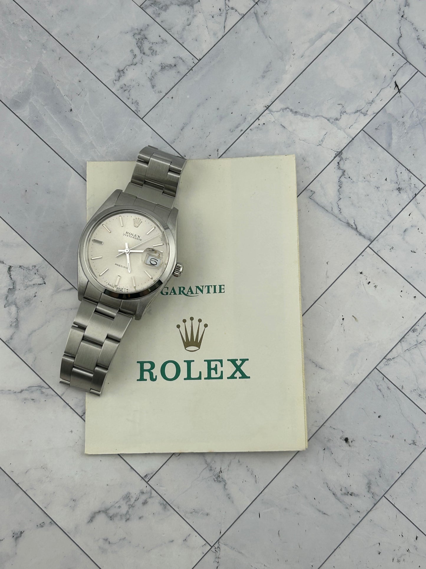 Rolex Oysterdate Precision Silver Stick Dial on Oyster Bracelet Ref. 6694 Papers 1989 — view 7
