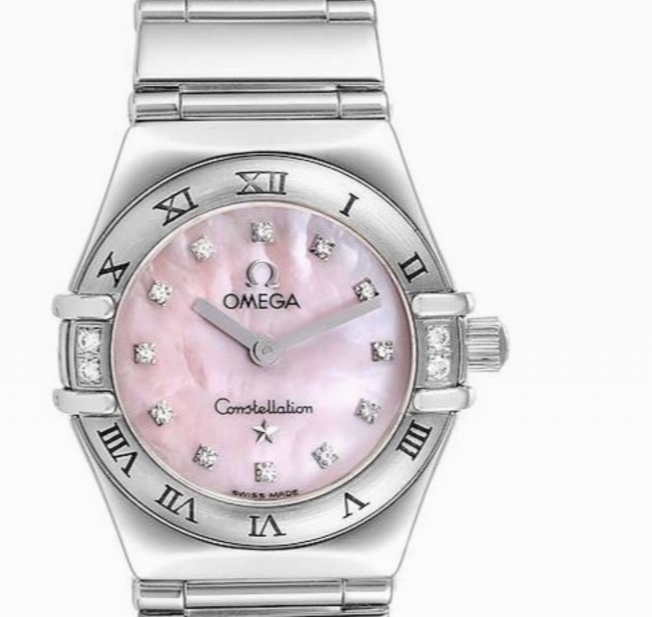Omega Constellation Pink M.O.P. Diamond Dial on Stainless Steel Bracelet Ref. 1566.66.00 Card Open Date
