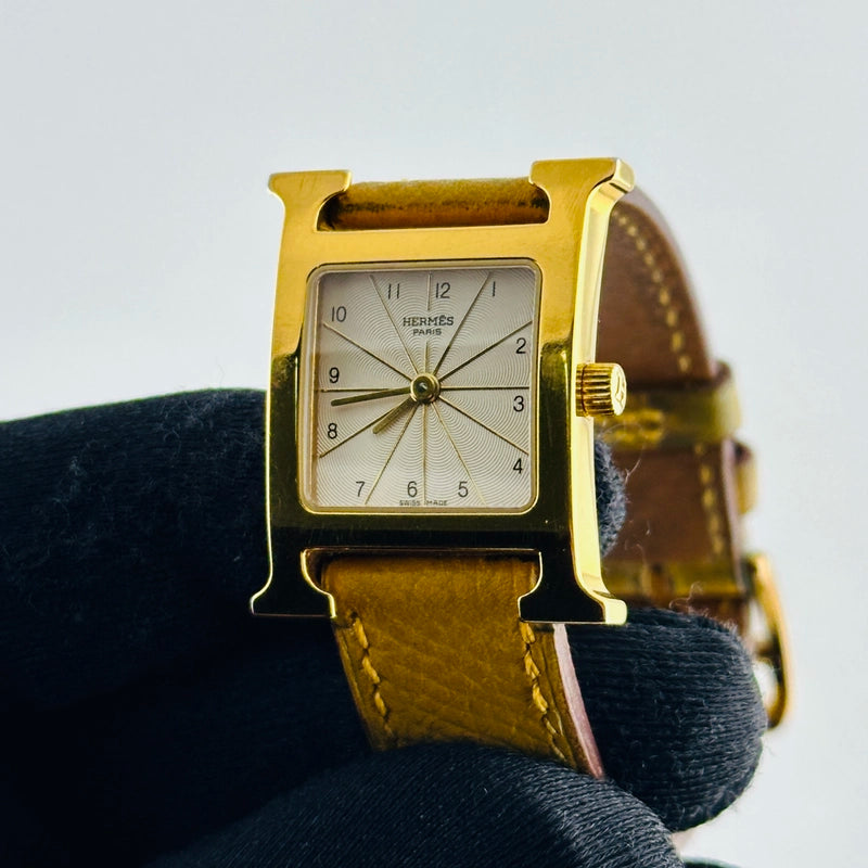 Hermes H White Dial on Leather Ref HH1.201
