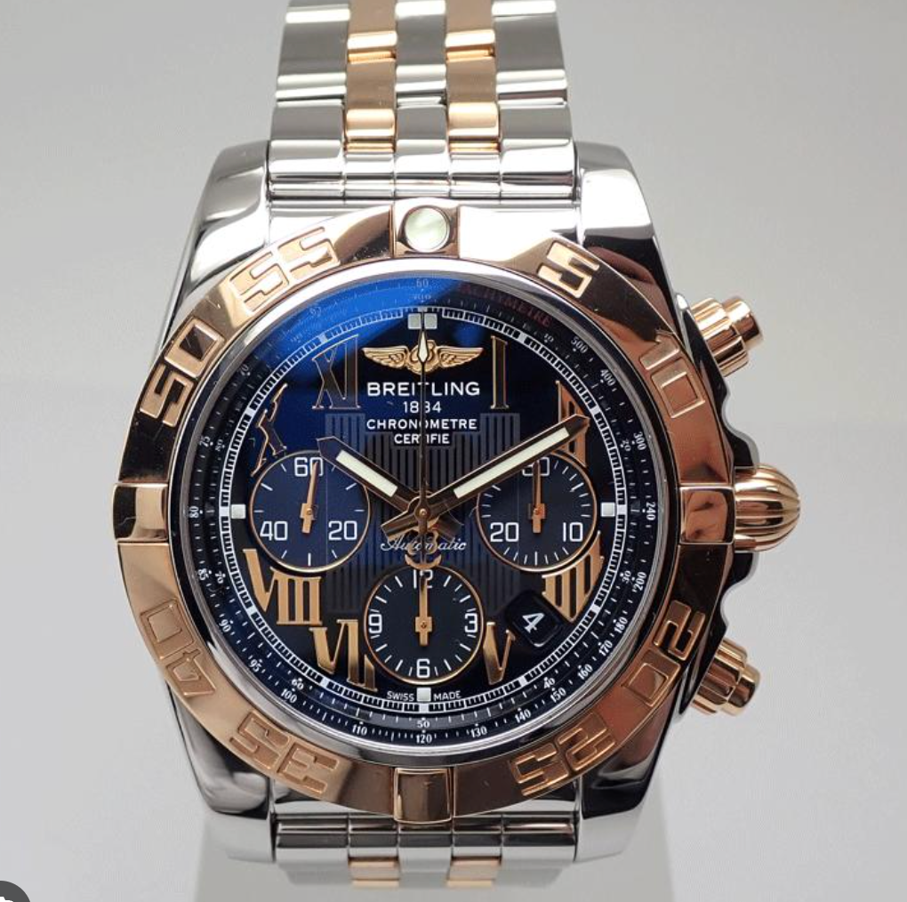 Breitling Chronomat Black Roman Dial on Stainless Steel/Rose Gold Ref. CB0110 Card 2016
