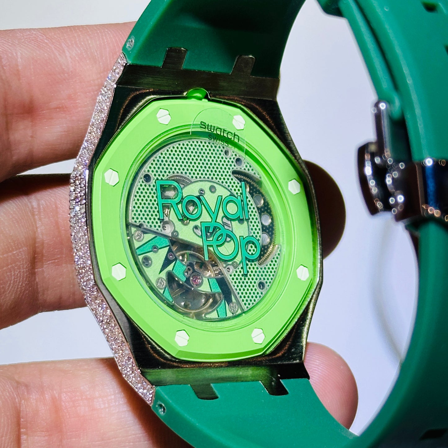 Audemars Piguet X Swatch Royal Pop Green Eight Green Dial on Rubber Strap Ref. SSX03G100N Complete 2026 — view 11